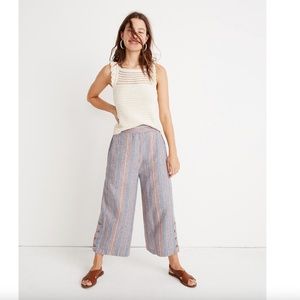 Madewell Side-Button Huston Pull-On Crop Pants in Rainbow Stripe